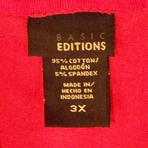 Basic Editions, Flip Flop, Pink Zip Up Hoodie, 3X - Picture 6 of 7